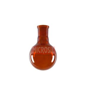 Boiling Flask, round bottom, short neck, joint, amber