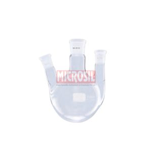 Round bottom flask with three necks, centre neck and two angled side necks, taper joints